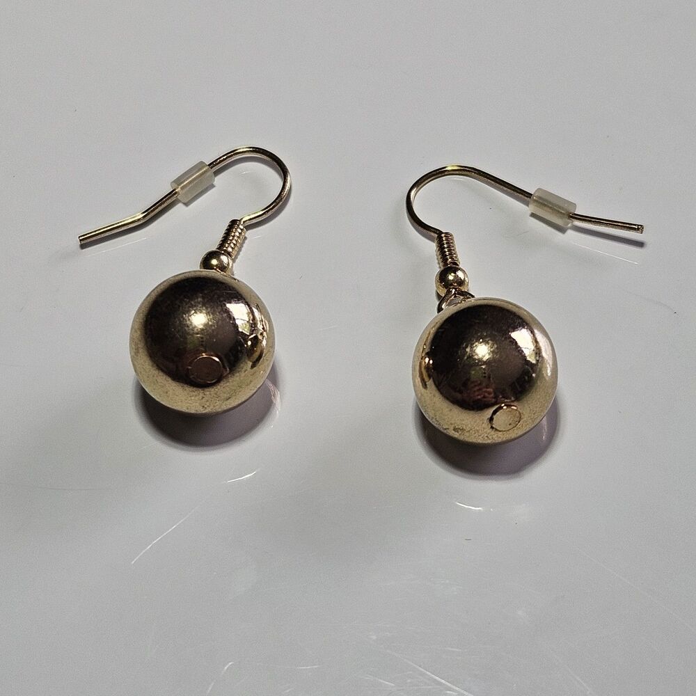 Gold Tone Dangling Ball Earrings